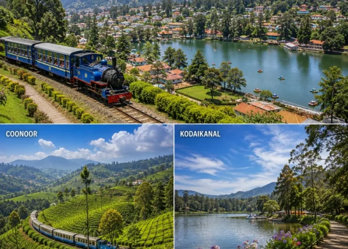 Ooty, Coonoor & Kodaikanal Tour Package featuring Ooty Lake, Nilgiri tea gardens, Coonoor viewpoints and Kodaikanal Lake