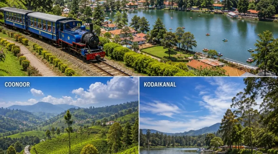 Ooty, Coonoor & Kodaikanal Tour Package featuring Ooty Lake, Nilgiri tea gardens, Coonoor viewpoints and Kodaikanal Lake