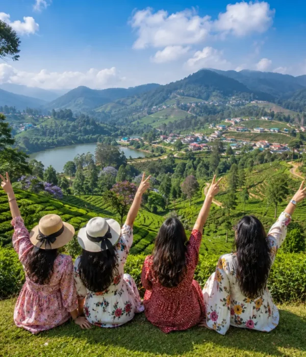 Ooty Coonoor Women Special Tour Package featuring Nilgiri Mountain Railway, tea plantations, Botanical Garden, Doddabetta Peak and scenic hill landscapes.