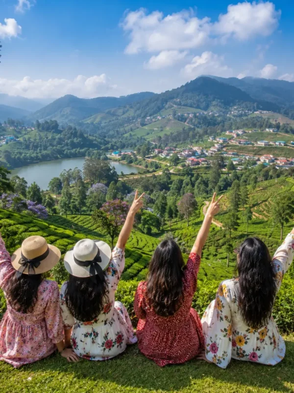 Ooty Coonoor Women Special Tour Package featuring Nilgiri Mountain Railway, tea plantations, Botanical Garden, Doddabetta Peak and scenic hill landscapes.