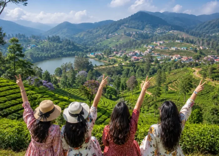 Ooty Coonoor Women Special Tour Package featuring Nilgiri Mountain Railway, tea plantations, Botanical Garden, Doddabetta Peak and scenic hill landscapes.