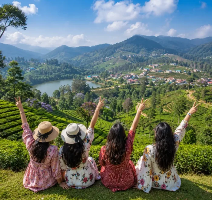 Ooty Coonoor Women Special Tour Package featuring Nilgiri Mountain Railway, tea plantations, Botanical Garden, Doddabetta Peak and scenic hill landscapes.