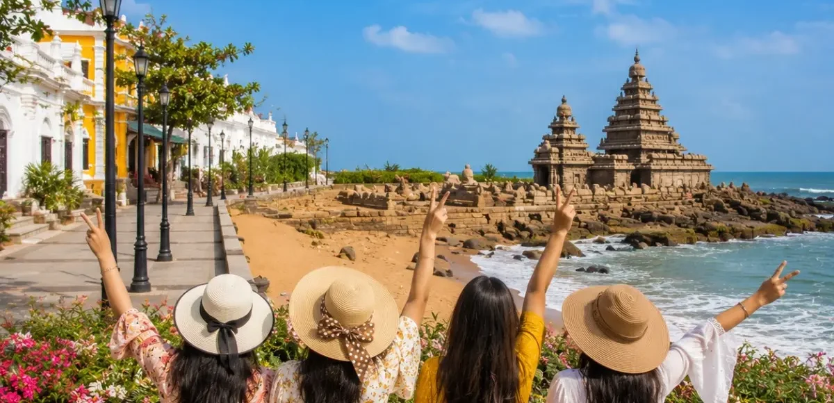 Pondicherry Mahabalipuram Women Special Tour Package featuring Promenade Beach, Auroville, Shore Temple, French Quarter and UNESCO heritage monuments.
