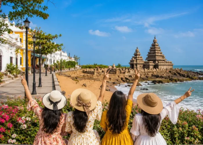 Pondicherry Mahabalipuram Women Special Tour Package featuring Promenade Beach, Auroville, Shore Temple, French Quarter and UNESCO heritage monuments.
