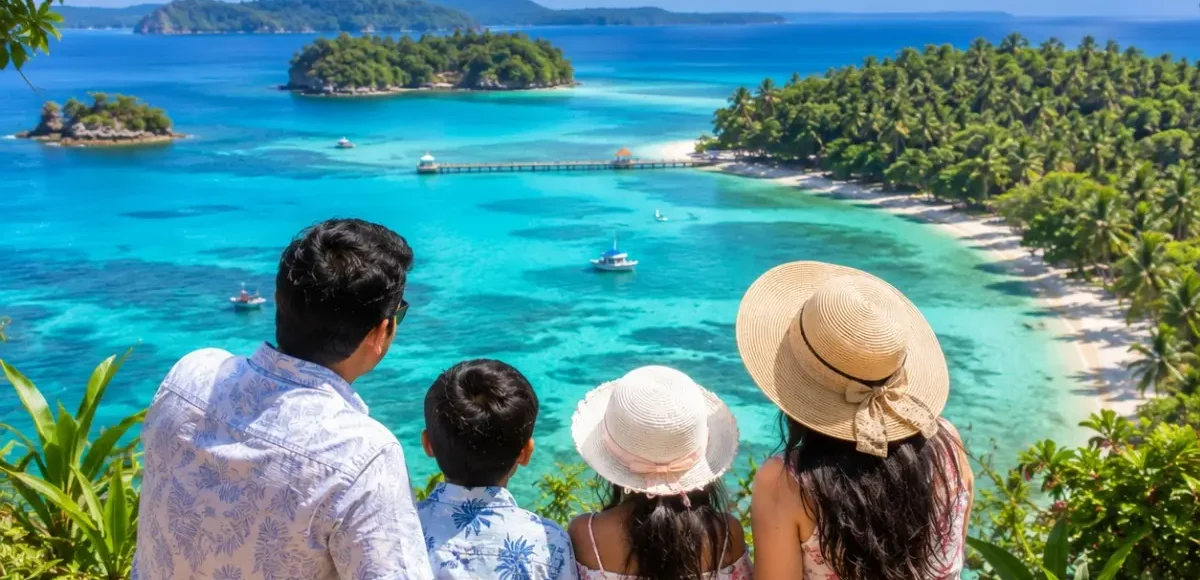 Port Blair Havelock Neil Island Family Tour Package featuring Radhanagar Beach, Cellular Jail, Bharatpur Beach, Laxmanpur Beach and turquoise island waters.