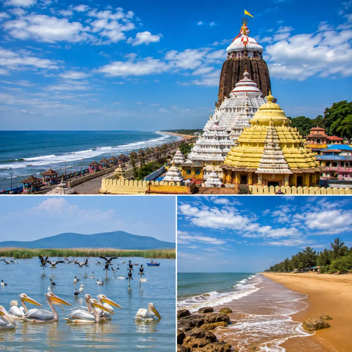 Puri Chilika Lake Gopalpur Tour Package featuring Jagannath Temple, Chilika Lake, Satapada Dolphins, Gopalpur Beach and Golden Beach Puri.