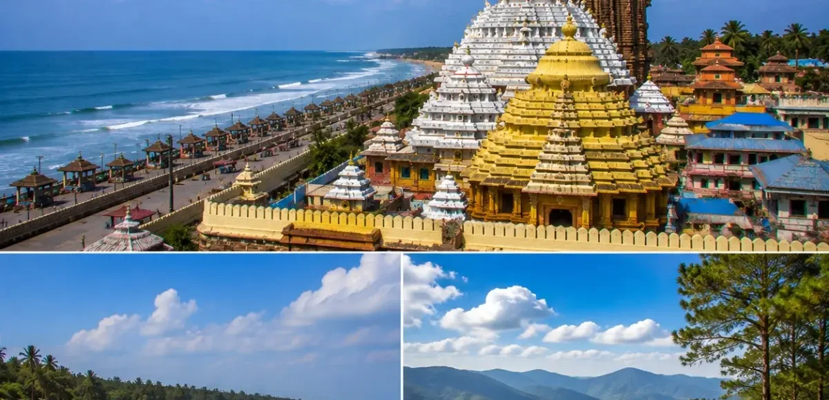 Puri Gopalpur Daringbadi Tour Package featuring Jagannath Temple, Gopalpur Beach, Daringbadi Hill Station, Doluri River and Midubanda Waterfall.