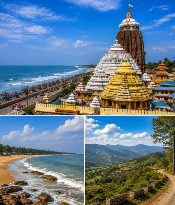 Puri Gopalpur Daringbadi Tour Package featuring Jagannath Temple, Gopalpur Beach, Daringbadi Hill Station, Doluri River and Midubanda Waterfall.