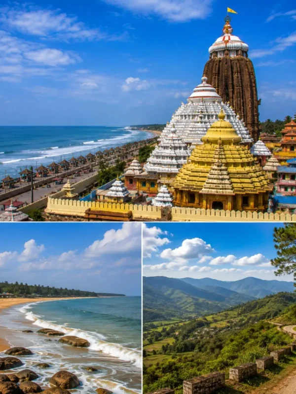 Puri Gopalpur Daringbadi Tour Package featuring Jagannath Temple, Gopalpur Beach, Daringbadi Hill Station, Doluri River and Midubanda Waterfall.