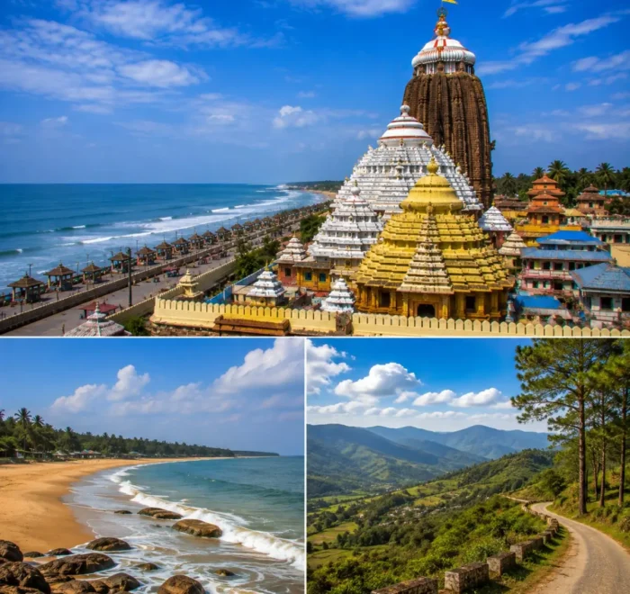Puri Gopalpur Daringbadi Tour Package featuring Jagannath Temple, Gopalpur Beach, Daringbadi Hill Station, Doluri River and Midubanda Waterfall.