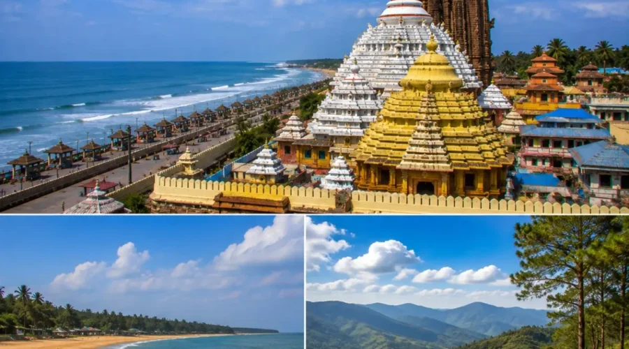 Puri Gopalpur Daringbadi Tour Package featuring Jagannath Temple, Gopalpur Beach, Daringbadi Hill Station, Doluri River and Midubanda Waterfall.