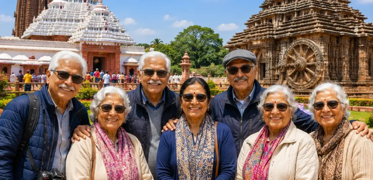 Puri Konark Senior Citizen Tour Package featuring Jagannath Temple, Konark Sun Temple, Chandrabhaga Beach and peaceful pilgrimage experiences in Odisha.