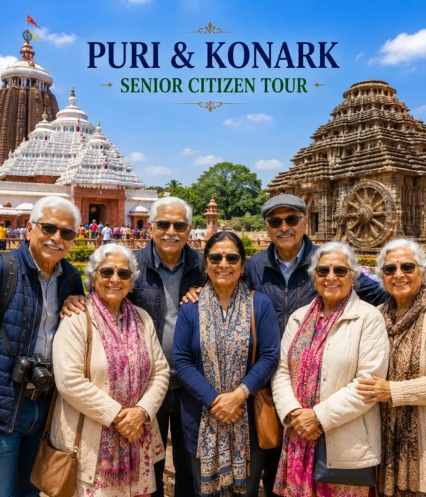 Puri Konark Senior Citizen Tour Package featuring Jagannath Temple, Konark Sun Temple, Chandrabhaga Beach and peaceful pilgrimage experiences in Odisha.