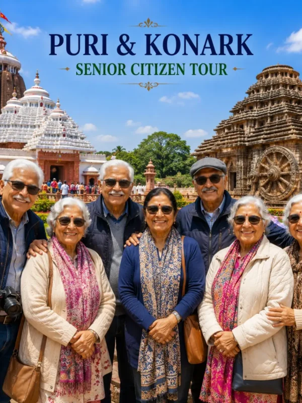 Puri Konark Senior Citizen Tour Package featuring Jagannath Temple, Konark Sun Temple, Chandrabhaga Beach and peaceful pilgrimage experiences in Odisha.