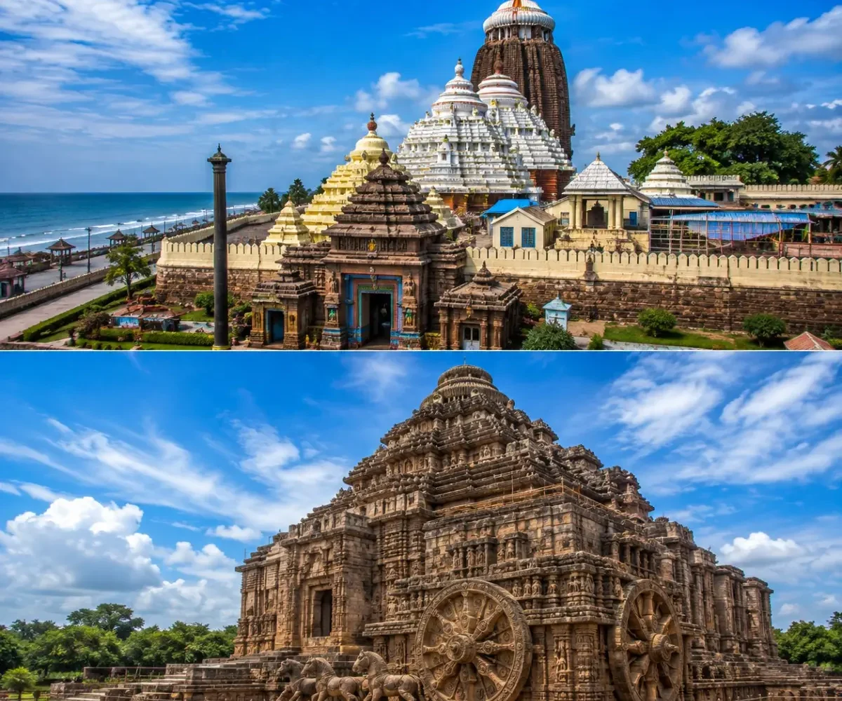 Puri Konark Tour Package featuring Jagannath Temple Puri, Konark Sun Temple, Chandrabhaga Beach, Golden Beach and Ramachandi Temple.