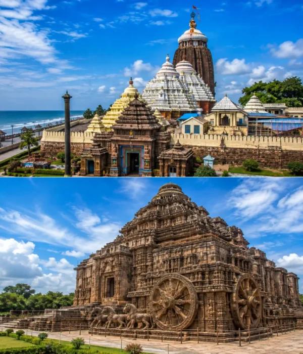 Puri Konark Tour Package featuring Jagannath Temple Puri, Konark Sun Temple, Chandrabhaga Beach, Golden Beach and Ramachandi Temple.