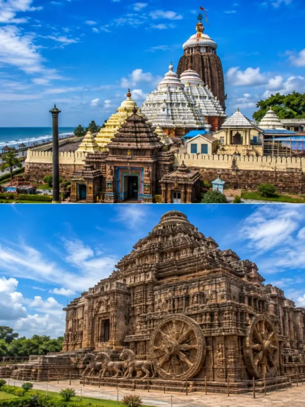 Puri Konark Tour Package featuring Jagannath Temple Puri, Konark Sun Temple, Chandrabhaga Beach, Golden Beach and Ramachandi Temple.