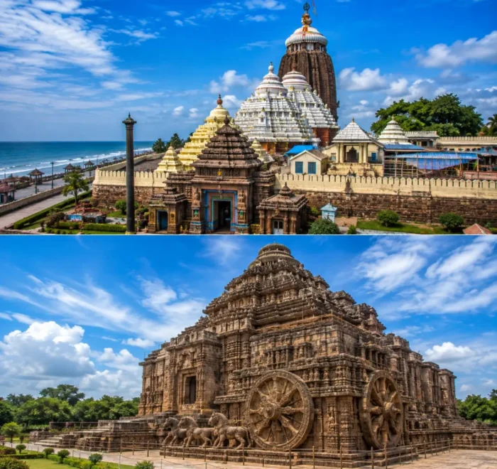 Puri Konark Tour Package featuring Jagannath Temple Puri, Konark Sun Temple, Chandrabhaga Beach, Golden Beach and Ramachandi Temple.