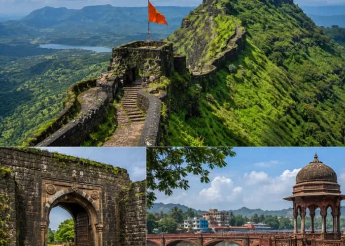 Raigad Fort Mahad Tour Package featuring Raigad Fort, Mahad, Raigad Ropeway, Jagadishwar Temple, Takmak Tok and the Sahyadri Mountains.