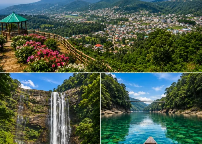 Shillong, Cherrapunji & Dawki Tour Package featuring Umngot River, Nohkalikai Falls, Living Root Bridge and Meghalaya landscapes
