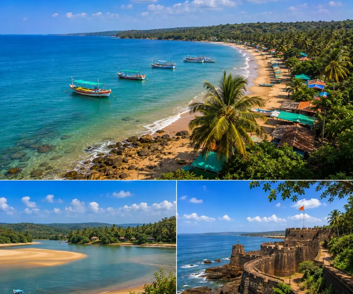 Tarkarli Devbagh Vengurla Tour Package featuring Tarkarli Beach, Devbagh Beach, Vengurla Beach, scuba diving, dolphin safari and the Konkan coastline.