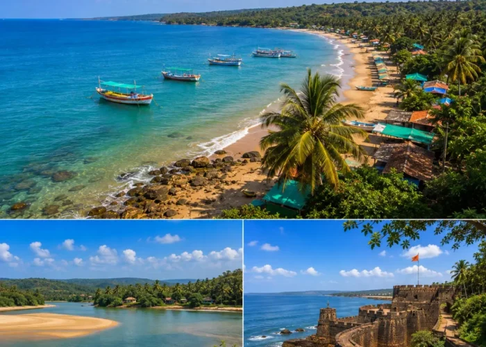 Tarkarli Devbagh Vengurla Tour Package featuring Tarkarli Beach, Devbagh Beach, Vengurla Beach, scuba diving, dolphin safari and the Konkan coastline.