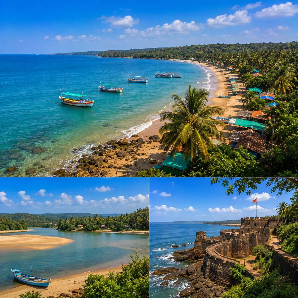 Tarkarli Devbagh Vengurla Tour Package featuring Tarkarli Beach, Devbagh Beach, Vengurla Beach, scuba diving, dolphin safari and the Konkan coastline.