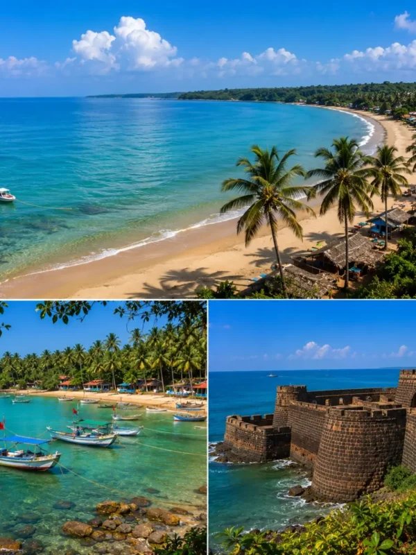 Tarkarli Malvan Sindhudurg Tour Package featuring Tarkarli Beach, Sindhudurg Fort, Malvan Beach, scuba diving, water sports and the Konkan coastline.