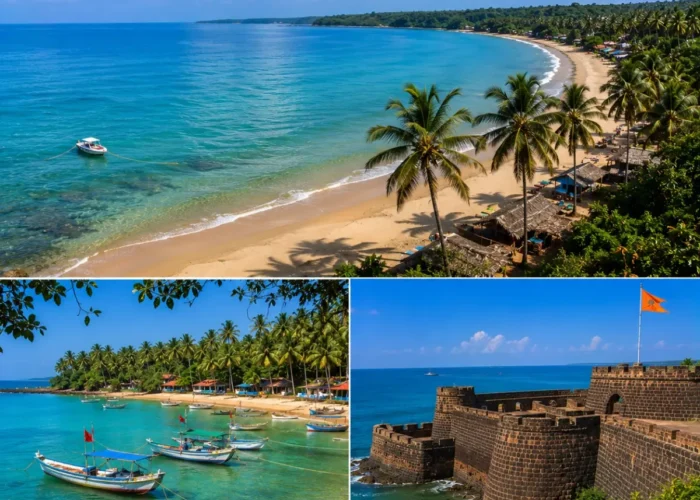 Tarkarli Malvan Sindhudurg Tour Package featuring Tarkarli Beach, Sindhudurg Fort, Malvan Beach, scuba diving, water sports and the Konkan coastline.