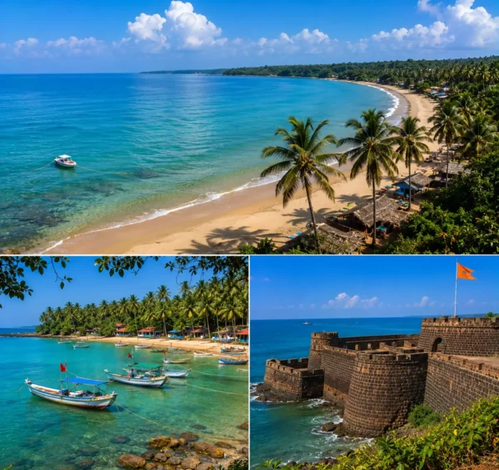 Tarkarli Malvan Sindhudurg Tour Package featuring Tarkarli Beach, Sindhudurg Fort, Malvan Beach, scuba diving, water sports and the Konkan coastline.