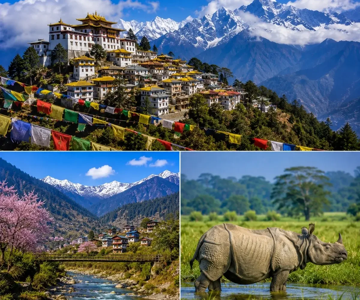 Tawang, Dirang & Kaziranga Tour Package featuring Tawang Monastery, Sela Pass, Dirang Valley and Kaziranga National Park safari