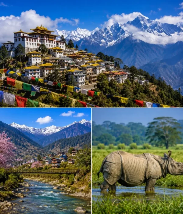Tawang, Dirang & Kaziranga Tour Package featuring Tawang Monastery, Sela Pass, Dirang Valley and Kaziranga National Park safari
