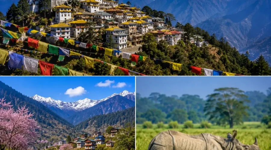 Tawang, Dirang & Kaziranga Tour Package featuring Tawang Monastery, Sela Pass, Dirang Valley and Kaziranga National Park safari