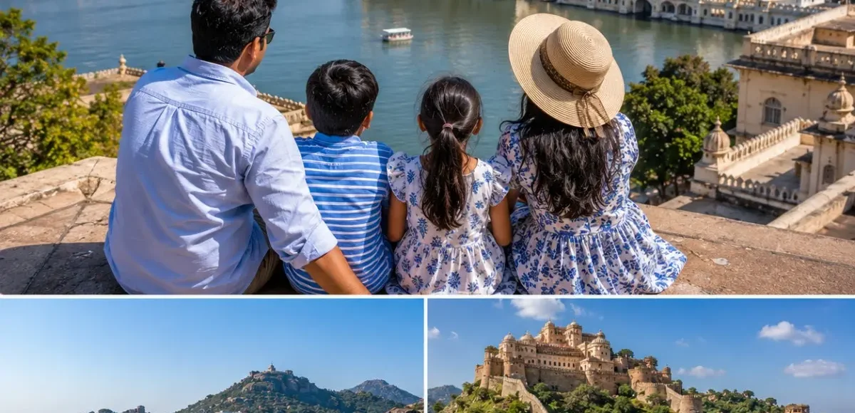 Udaipur Mount Abu Kumbhalgarh Family Tour Package featuring City Palace, Lake Pichola, Nakki Lake, Dilwara Temples and Kumbhalgarh Fort.
