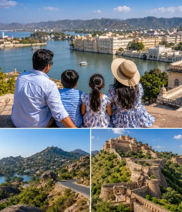 Udaipur Mount Abu Kumbhalgarh Family Tour Package featuring City Palace, Lake Pichola, Nakki Lake, Dilwara Temples and Kumbhalgarh Fort.