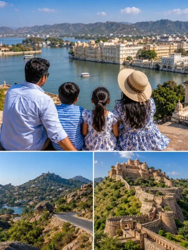 Udaipur Mount Abu Kumbhalgarh Family Tour Package featuring City Palace, Lake Pichola, Nakki Lake, Dilwara Temples and Kumbhalgarh Fort.