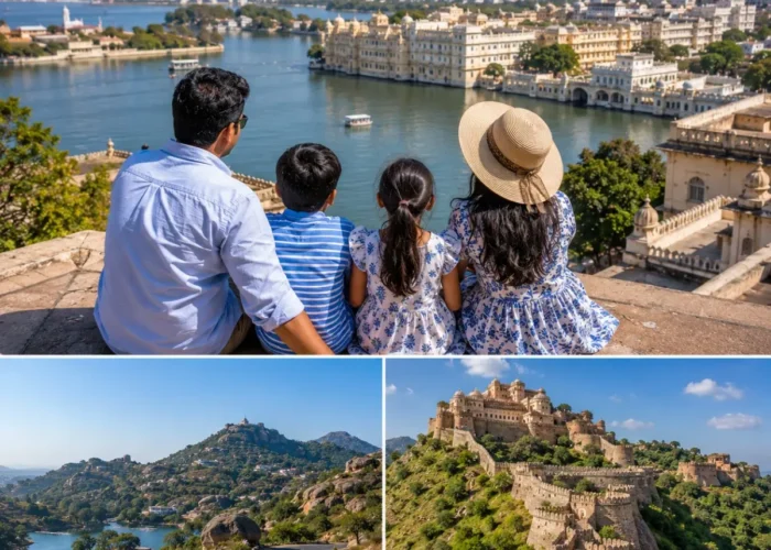 Udaipur Mount Abu Kumbhalgarh Family Tour Package featuring City Palace, Lake Pichola, Nakki Lake, Dilwara Temples and Kumbhalgarh Fort.