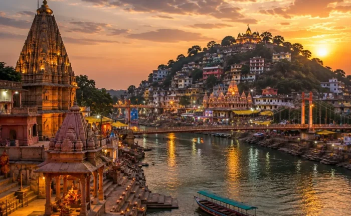 Ujjain Omkareshwar Jyotirlinga Tour Package featuring Mahakaleshwar Jyotirlinga, Omkareshwar Temple, Ram Ghat and Kaal Bhairav Temple.