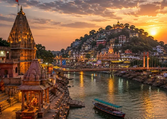 Ujjain Omkareshwar Jyotirlinga Tour Package featuring Mahakaleshwar Jyotirlinga, Omkareshwar Temple, Ram Ghat and Kaal Bhairav Temple.