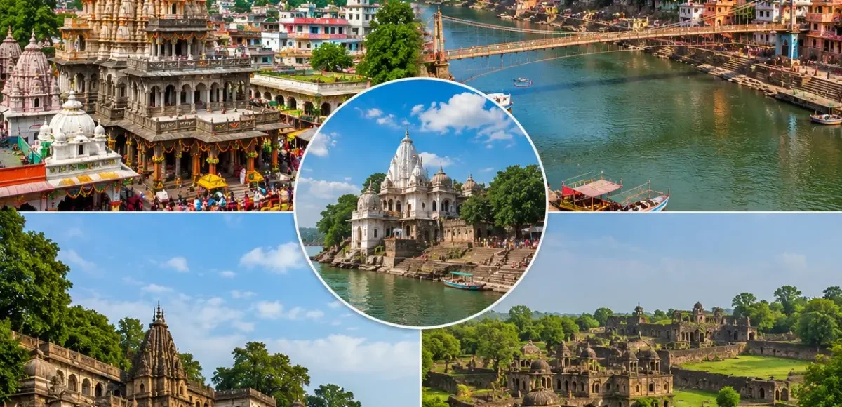 Ujjain Omkareshwar Maheshwar Mandu Tour Package featuring Mahakaleshwar Jyotirlinga, Omkareshwar Temple, Maheshwar Fort, Ahilya Fort and Jahaz Mahal Mandu.
