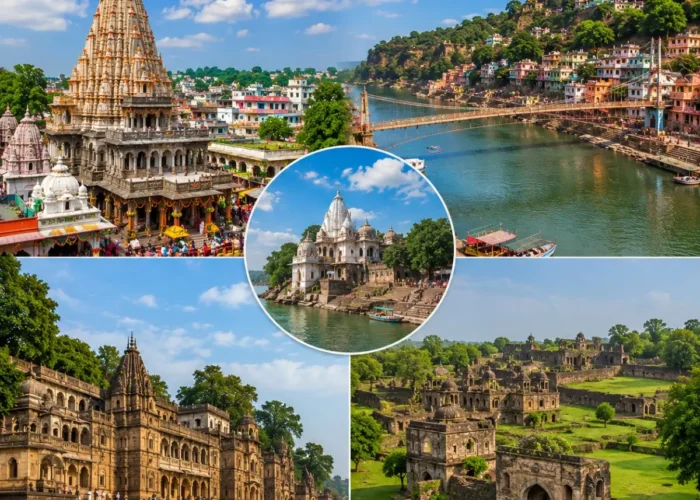 Ujjain Omkareshwar Maheshwar Mandu Tour Package featuring Mahakaleshwar Jyotirlinga, Omkareshwar Temple, Maheshwar Fort, Ahilya Fort and Jahaz Mahal Mandu.