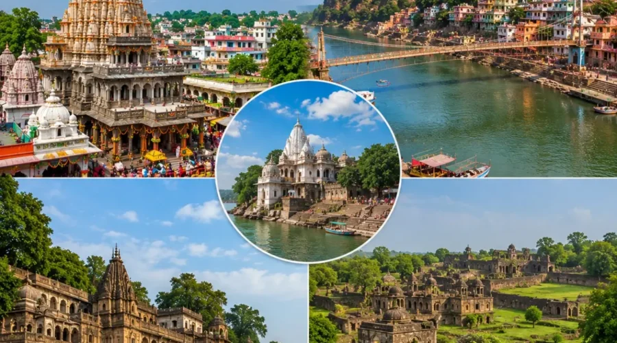 Ujjain Omkareshwar Maheshwar Mandu Tour Package featuring Mahakaleshwar Jyotirlinga, Omkareshwar Temple, Maheshwar Fort, Ahilya Fort and Jahaz Mahal Mandu.