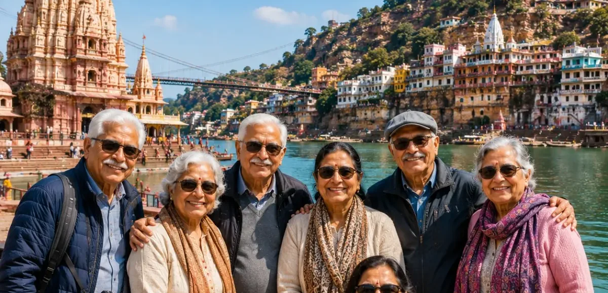 Ujjain Omkareshwar Senior Citizen Tour Package featuring Mahakaleshwar Jyotirlinga, Omkareshwar Temple, Narmada River and peaceful pilgrimage experiences.