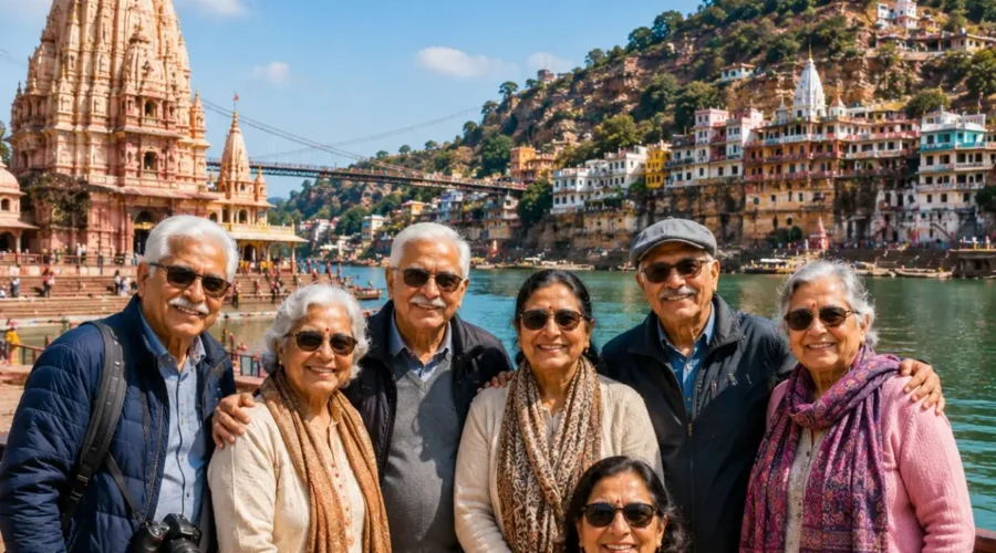 Ujjain Omkareshwar Senior Citizen Tour Package featuring Mahakaleshwar Jyotirlinga, Omkareshwar Temple, Narmada River and peaceful pilgrimage experiences.