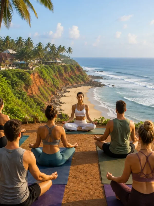 Varkala Beach Yoga Tour Package featuring cliffside yoga, meditation, Ayurveda, Varkala Beach, Papanasam Beach and Kerala wellness retreats.