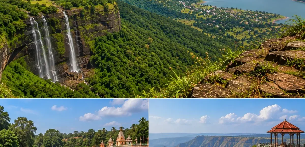 Wai Panchgani Mahabaleshwar Tour Package featuring Dholya Ganpati Temple, Table Land, Venna Lake, Arthur's Seat, Mapro Garden and lush Sahyadri hills.