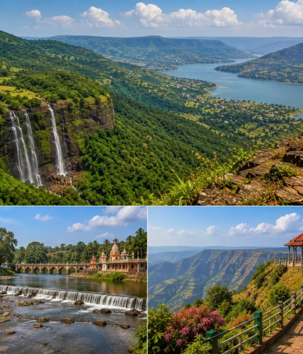 Wai Panchgani Mahabaleshwar Tour Package featuring Dholya Ganpati Temple, Table Land, Venna Lake, Arthur's Seat, Mapro Garden and lush Sahyadri hills.