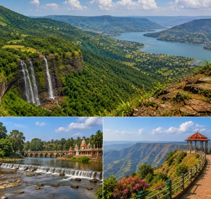Wai Panchgani Mahabaleshwar Tour Package featuring Dholya Ganpati Temple, Table Land, Venna Lake, Arthur's Seat, Mapro Garden and lush Sahyadri hills.
