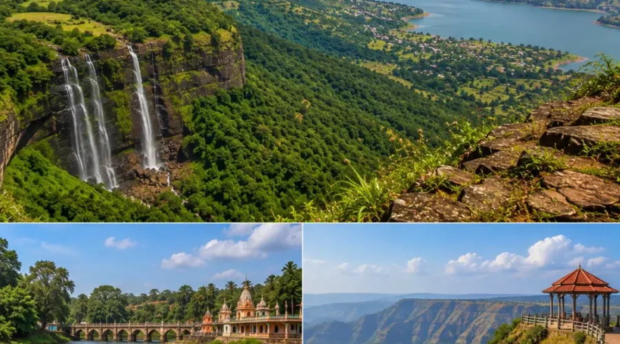 Wai Panchgani Mahabaleshwar Tour Package featuring Dholya Ganpati Temple, Table Land, Venna Lake, Arthur's Seat, Mapro Garden and lush Sahyadri hills.