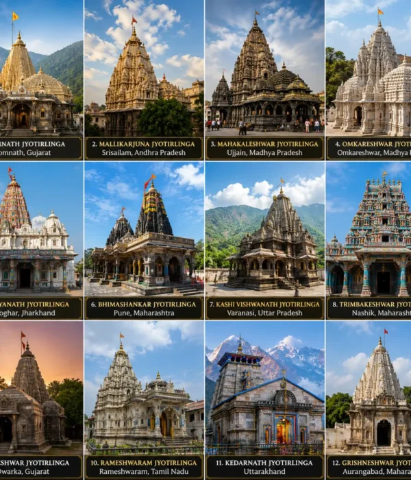 12 Jyotirlinga Pan India Temple Yatra covering Somnath, Mahakaleshwar, Kedarnath, Kashi Vishwanath, Trimbakeshwar, Rameswaram and all sacred Jyotirlingas.